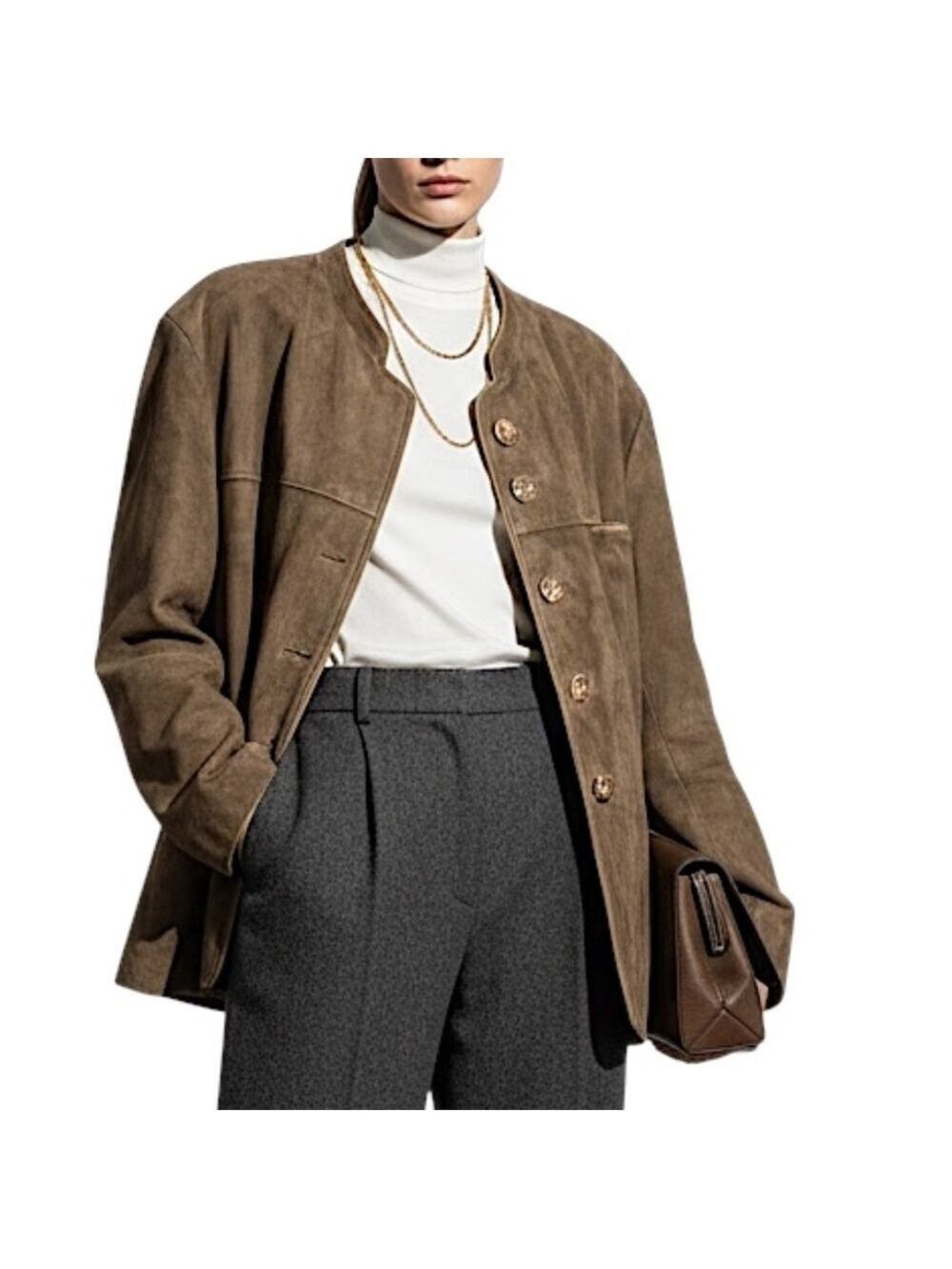 Vtg 80s Julius Lang genuine suede Khaki green brown boxy trachten jacket coat